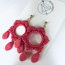 Load image into Gallery viewer, Pink Boho Floral Plugs| Statement Dangle Earrings | 14g 12g 10g 8g 6g 4g 2G 0G 00G 1/2" 9/16" 5/8" 11/16" 3/4” 13/16" 7/8" 1" 1 1 1/8"