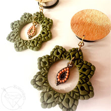 Load image into Gallery viewer, Boho Plug Earrings | Green Floral Dangles | Tunnel Earrings | Gauge Jewelry | 2G 0G 00G 1/2" 9/16" 5/8" 11/16" 3/4” 13/16" 7/8" 1"