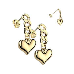 Chained heart earrings