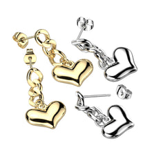 Load image into Gallery viewer, Chained heart earrings