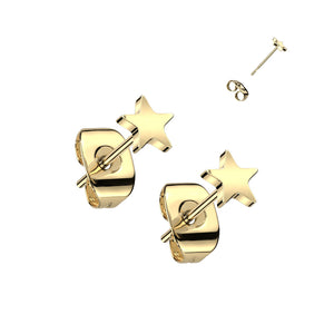 Star stud gold steel earrings