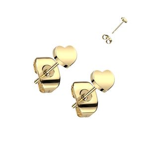 Heart stud gold steel earrings