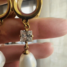 Load image into Gallery viewer, Bridal Pearl Plugs | Gold CZ Dangles 14g 12g 10g 8g 6g 4g 2G 0G 00G 1/2" 9/16" 5/8" 11/16" 3/4” 13/16" 7/8" 1" 1 1/8" 14g 12g 10g 8g 6g 4g 2G 0G 00G 1/2" 9/16" 5/8" 11/16" 3/4” 13/16" 7/8" 1" 1 1 1/8"