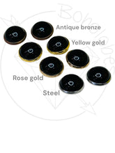 Load image into Gallery viewer, Black Agate Hider Plugs: Surgical Stainless Steel Tunnels for Gauged Ears 14g 12g 10g 8g 6g 4g 2g 1g 0g 11/32” 00g 7/16” 1/2”