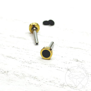 Black and gold minimalist stud plugs 14g 12g 10g 8g 6g