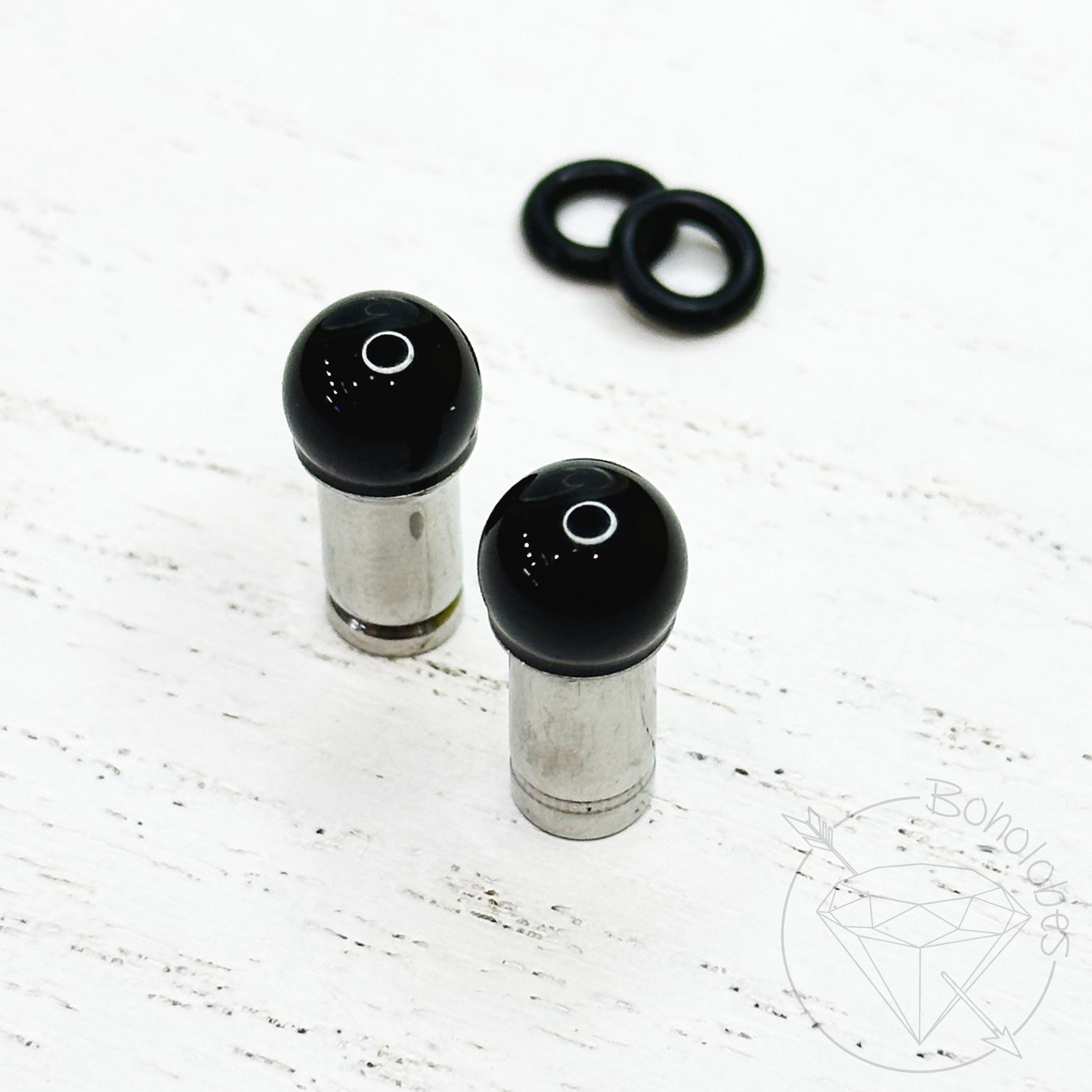 Black onyx ball gauges 4mm 6mm 8mm ball plugs: 14g 12g 10g 8g 6g 4g  2g 1g (7mm)
