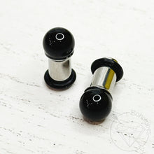 Load image into Gallery viewer, Black onyx ball gauges 4mm 6mm 8mm ball plugs: 14g 12g 10g 8g 6g 4g  2g 1g (7mm)