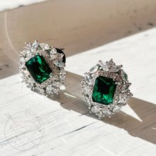 Load image into Gallery viewer, Art deco rhinestone emerald steel formal plugs gauges 4g 2g 1g 0g 11/32&quot; 00g 7/16&quot; 1/2” 9/16”