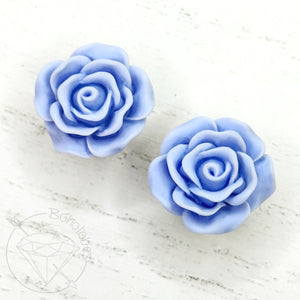 Large matte rose flower plugs gauges for gauged or stretched ears: Sizes 8g, 6g, 4g, 2g, 1g, 0g, 11/32", 00g, 7/16", 1/2"