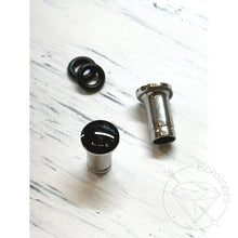 Load image into Gallery viewer, Black and silver minimalist stud plugs 14g 12g 10g 8g 6g 4g 2g