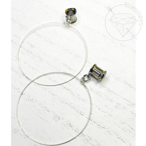 Steel wire hoop screw back plugs gauges tunnels: 2g 0g 00g 1/2" 9/16" 5/8" 18mm 20mm 22mm 25mm