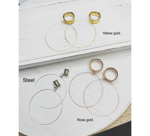 Rose cold / copper wire hoop screw back plugs gauges tunnels: 2g 0g 00g 1/2" 9/16" 5/8" 18mm 20mm 22mm 25mm