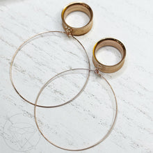 Load image into Gallery viewer, Yellow gold wire hoop screw back plugs gauges tunnels: 6mm - 30mm