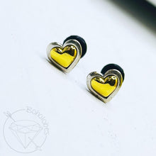 Load image into Gallery viewer, Mini two tone heart minimalist stud plugs 14g 12g 10g 8g 6g