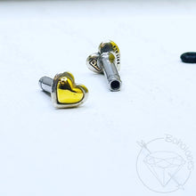 Load image into Gallery viewer, Mini two tone heart minimalist stud plugs 14g 12g 10g 8g 6g