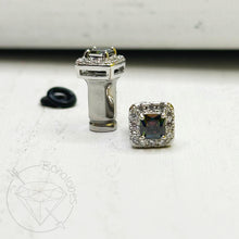 Load image into Gallery viewer, Rainbow square white gold cz rhinestone stud plugs 12g 10g 8g 6g 4g 2g