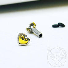 Load image into Gallery viewer, Mini two tone heart minimalist stud plugs 14g 12g 10g 8g 6g