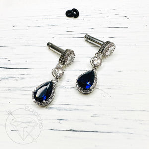 Art deco sapphire drop rhinestone dangle hider plugs 14g 12g 10g 8g 6g 4g Regular earring