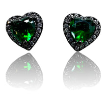 Load image into Gallery viewer, Black rhinestone heart minimalist stud plugs 14g 12g 10g 8g 6g 4g 2g