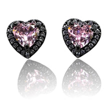 Load image into Gallery viewer, Black rhinestone heart minimalist stud plugs 14g 12g 10g 8g 6g 4g 2g