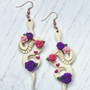 Snake lover floral polymer clay earrings