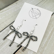 Load image into Gallery viewer, Navajo pearl sterling silver bow earrings genuine beads