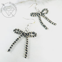 Load image into Gallery viewer, Navajo pearl sterling silver bow earrings genuine beads