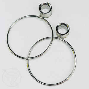 Yellow gold wire hoop screw back plugs gauges tunnels: 2g 0g 00g 1/2" 9/16" 5/8" 18mm 3/4" 20mm 22mm 25mm
