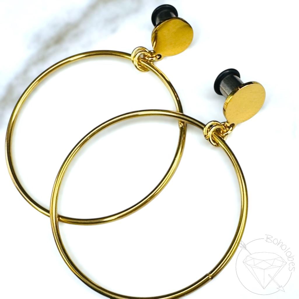 Gold wire Hoop single flare plugs gauges tunnels 6g 4g 2g 1g 0g 11/32