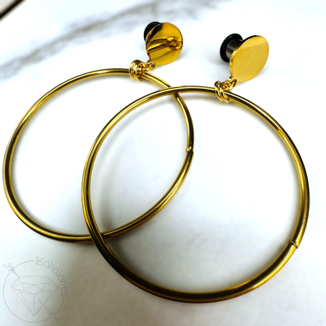 Gold wire Hoop single flare plugs gauges tunnels 6g 4g 2g 1g 0g 11/32