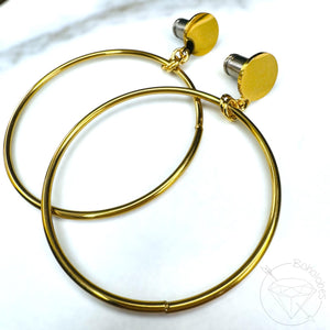 Gold wire Hoop single flare plugs gauges tunnels 6g 4g 2g 1g 0g 11/32" 00g 7/16" 1/2" 9/16" 5/8" 3/4" 7/8" 1"