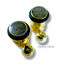 Load image into Gallery viewer, Gold crystal and pearl plugs Square CZ halo stud wedding bridal plugs for gauged or stretched ears: Size 0g 8mm