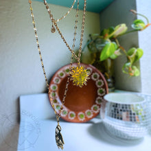 Load image into Gallery viewer, Sun and celestial hand 18k Gold chain stack layering necklace
