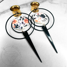 Load image into Gallery viewer, Rose gold / copper floral black fall fashion hoop earrings screw back plugs gauges tunnels: 2g 0g 00g 1/2&quot; 9/16&quot; 5/8&quot; 18mm 19mm 22mm 25mm