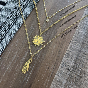 Sun and celestial hand 18k Gold chain stack layering necklace