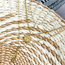 Load image into Gallery viewer, Sun and celestial hand 18k Gold chain stack layering necklace
