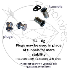 Load image into Gallery viewer, White and gold rhinestone wedding dangle plugs gauges 8g 6g 4g 2g 1g 0g 11/32" 00g 7/16" 1/2” 9/16” 5/8” 3/4” 7/8” 1”