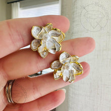 Load image into Gallery viewer, Pearl Flower Plugs / Tunnels – 22mm Floral Charm Earrings 2g 1g 0g 11/32” 00g 7/16” 1/2” 9/16”