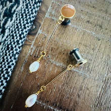 Load image into Gallery viewer, Gold pearl dangle Plugs, Gauges Tunnels 14g 12g 10g 8g 6g 4g 2g 1g 0g