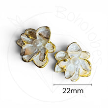 Load image into Gallery viewer, Pearl Flower Plugs / Tunnels – 22mm Floral Charm Earrings 2g 1g 0g 11/32” 00g 7/16” 1/2” 9/16”