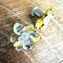Load image into Gallery viewer, Pearl Flower Plugs / Tunnels – 22mm Floral Charm Earrings 2g 1g 0g 11/32” 00g 7/16” 1/2” 9/16”