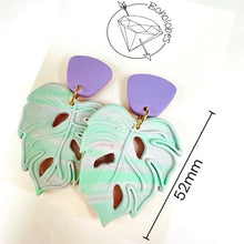 Load image into Gallery viewer, Monstera leaf clay tropical earrings