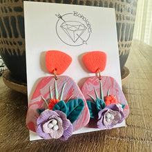 Load image into Gallery viewer, Tropical clay leaf earrings