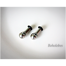 Load image into Gallery viewer, Surgical Stainless Steel Ball Plugs for Stretched Ears: Single Flare Metal Tunnels 14g 12g 10g 8g 6g 4g 2g