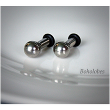 Load image into Gallery viewer, Surgical Stainless Steel Ball Plugs for Stretched Ears: Single Flare Metal Tunnels 14g 12g 10g 8g 6g 4g 2g