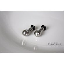 Load image into Gallery viewer, Surgical Stainless Steel Ball Plugs for Stretched Ears: Single Flare Metal Tunnels 14g 12g 10g 8g 6g 4g 2g