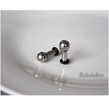 Load image into Gallery viewer, Surgical Stainless Steel Ball Plugs for Stretched Ears: Single Flare Metal Tunnels 14g 12g 10g 8g 6g 4g 2g