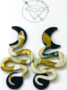 Pair of snake clay dangle earrings