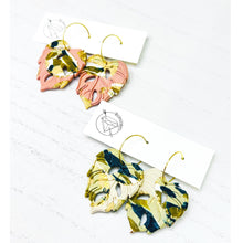 Load image into Gallery viewer, Pair of monstera leaf minimalist polymer clay dangle earrings