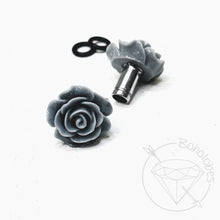 Load image into Gallery viewer, Large rose plugs pastels colors gauges for gauged or stretched ears: Sizes 8g, 6g, 4g, 2g, 1g, 0g, 11/32&quot;, 00g, 7/16&quot;, 1/2&quot;